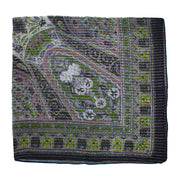 Lightweight Floral Square Scarf with Metallic Stripes