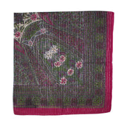 Lightweight Floral Square Scarf with Metallic Stripes
