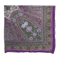 Lightweight Floral Square Scarf with Metallic Stripes