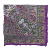 Lightweight Floral Square Scarf with Metallic Stripes