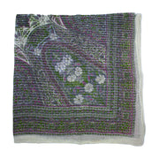 Lightweight Floral Square Scarf with Metallic Stripes