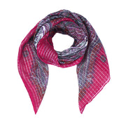 Lightweight Paisley Square Scarf with Metallic Stripes