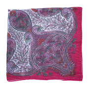 Lightweight Paisley Square Scarf with Metallic Stripes