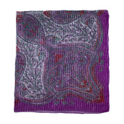 Lightweight Paisley Square Scarf with Metallic Stripes
