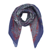 Lightweight Paisley Square Scarf with Metallic Stripes