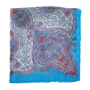 Lightweight Paisley Square Scarf with Metallic Stripes