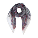 Lightweight Paisley Square Scarf with Metallic Stripes