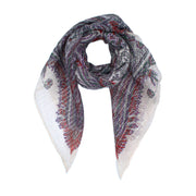 Lightweight Paisley Square Scarf with Metallic Stripes