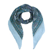 Lightweight Boho Fashion Square Scarf with Metallic Stripes