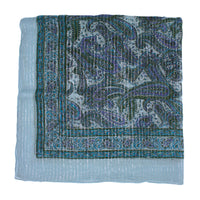 Lightweight Boho Fashion Square Scarf with Metallic Stripes