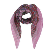 Lightweight Boho Fashion Square Scarf with Metallic Stripes