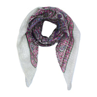 Lightweight Boho Fashion Square Scarf with Metallic Stripes