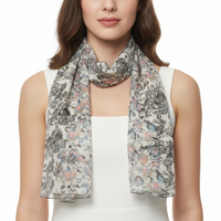 Beige Floral Printed Scarf