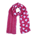 Fuchsia Pink Heart Print Scarf
