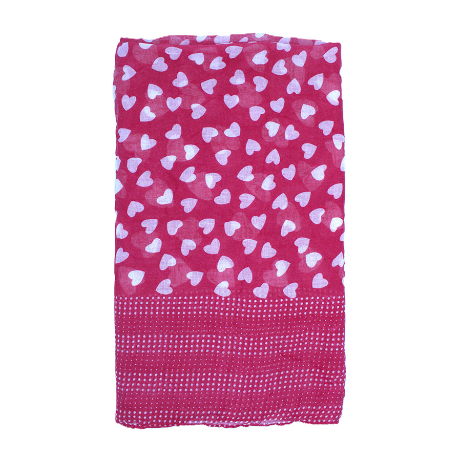 Fuchsia Pink Heart Print Scarf