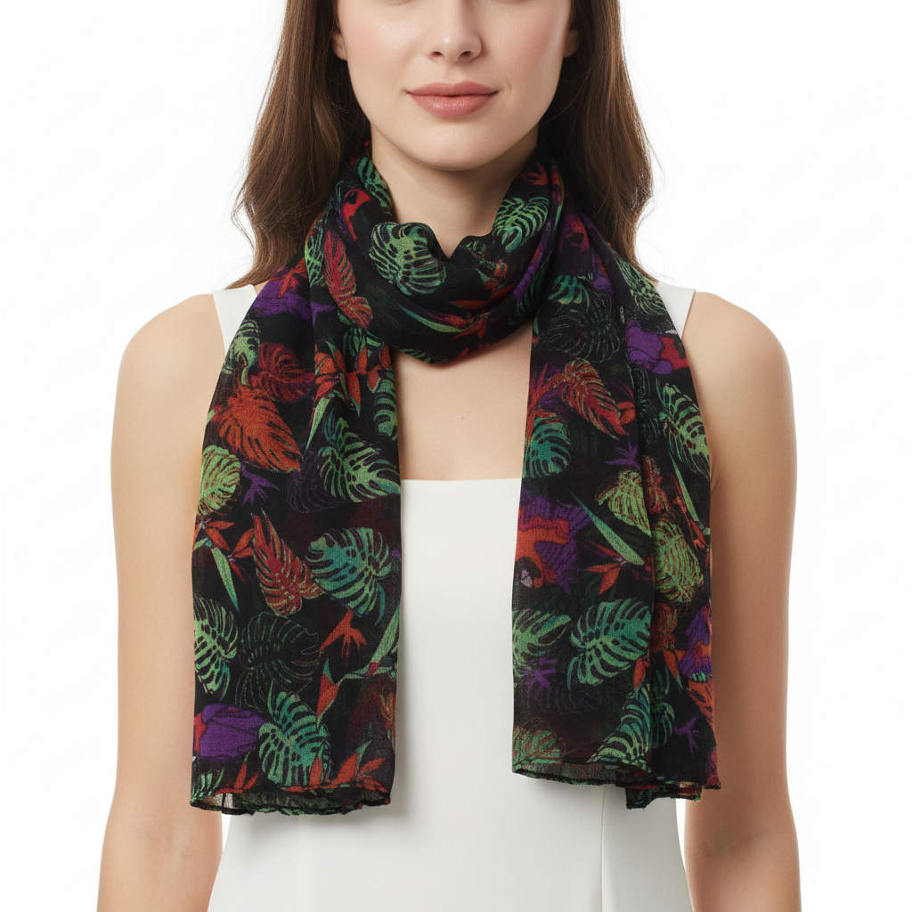 Tropical Print & Parrots Printed Scarves