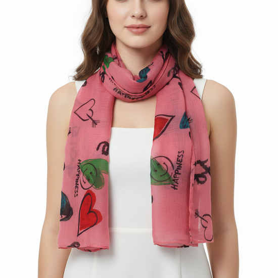 Love, Happiness, Peace & Heart Printed Scarves