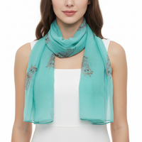 Multicolour Owl on Coloured Printed Scarves