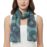 Concentric Circle on Baby Blue Printed Scarf