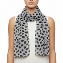 White with Black Polka Dot Printed  Scarves