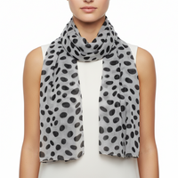 White with Black Polka Dot Printed  Scarves