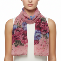 Multi Floral on Printed Scarf