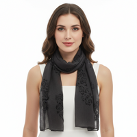 Grey Rose Cross Printed Scarf