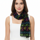 Love & Peace Black Printed Scarf