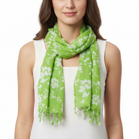 Floral Square Printed Scarves with Tassels