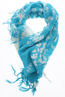 Floral Square Printed Scarves with Tassels