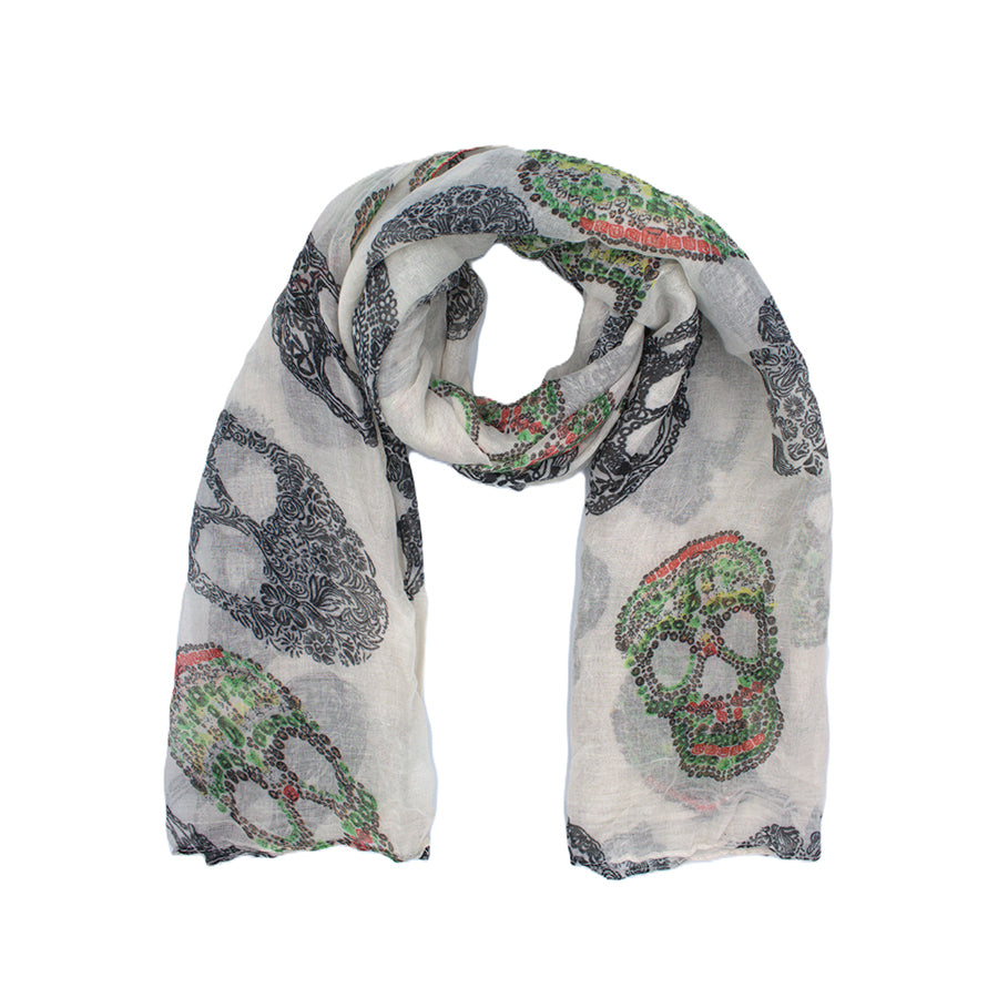 Floral Sugar Skull Print Scarf