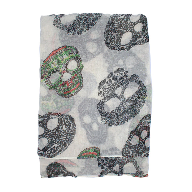 Floral Sugar Skull Print Scarf