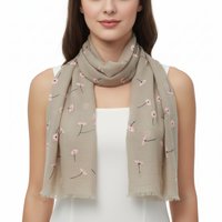 Beige Little Flower Printed Scarf