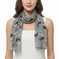 Grey Panda Printed Scarf