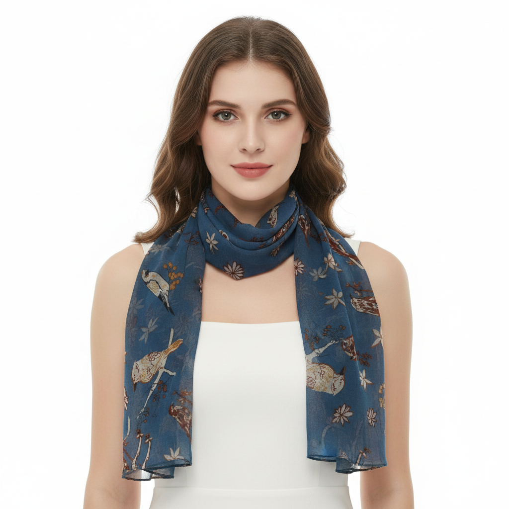 Robin & Flower Printed Scarves