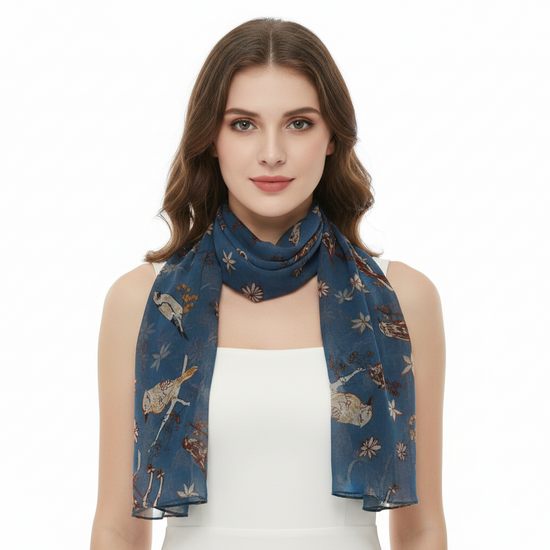 Robin & Flower Printed Scarves