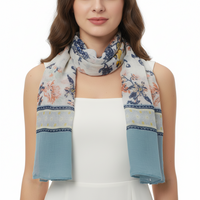 Floral Printed Scarves with Border