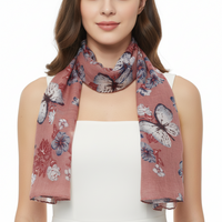 Butterflies & Floral Printed Scarves with Border