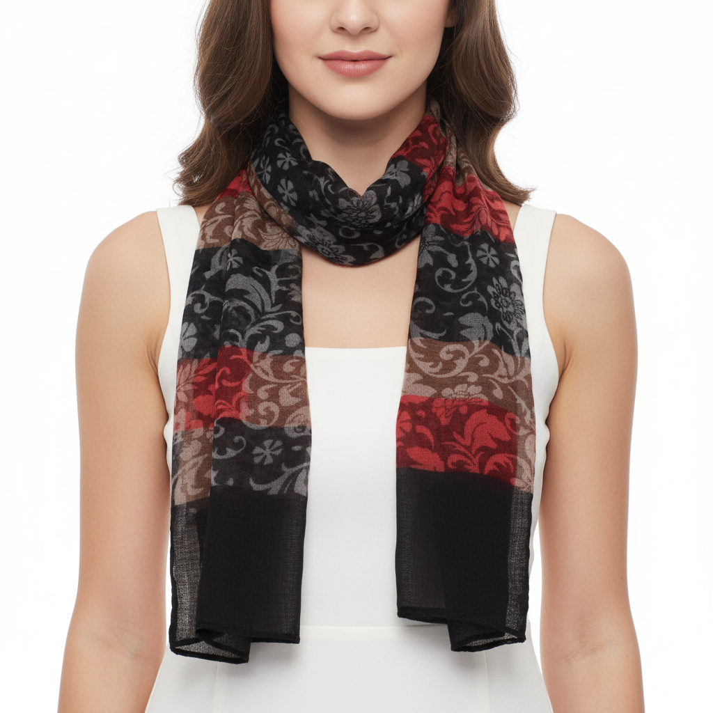 Checkered Floral Printed Scarves