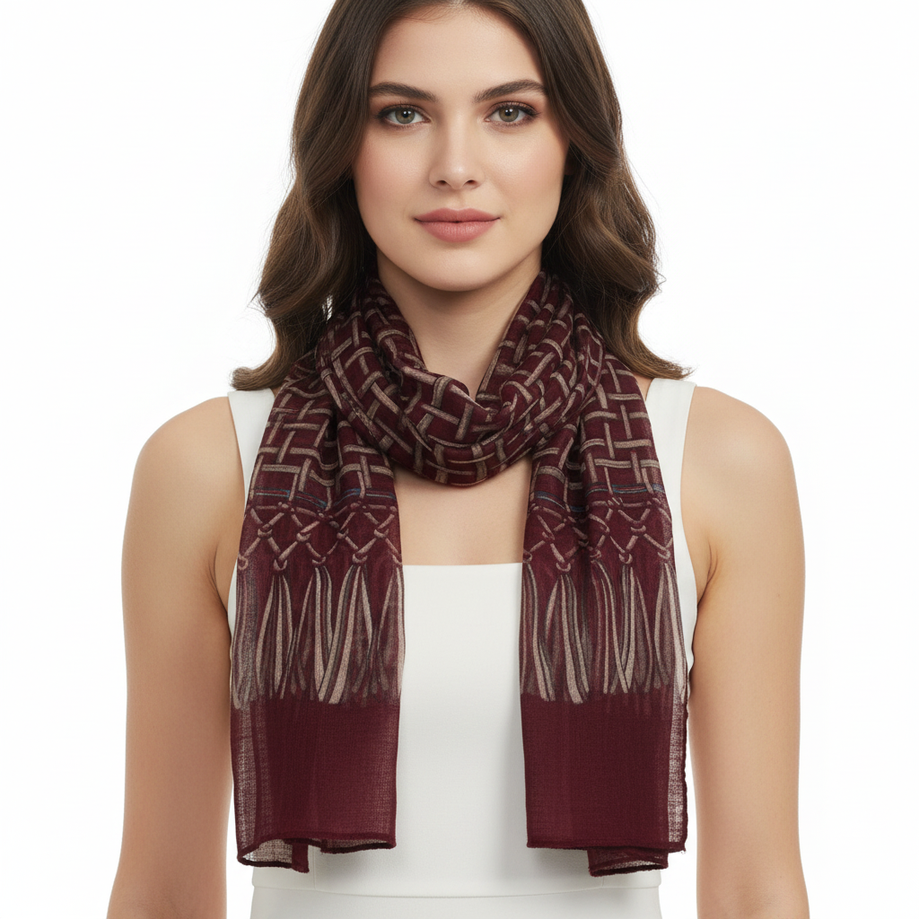 Weaved/ Interlaced Design Printed Scarves
