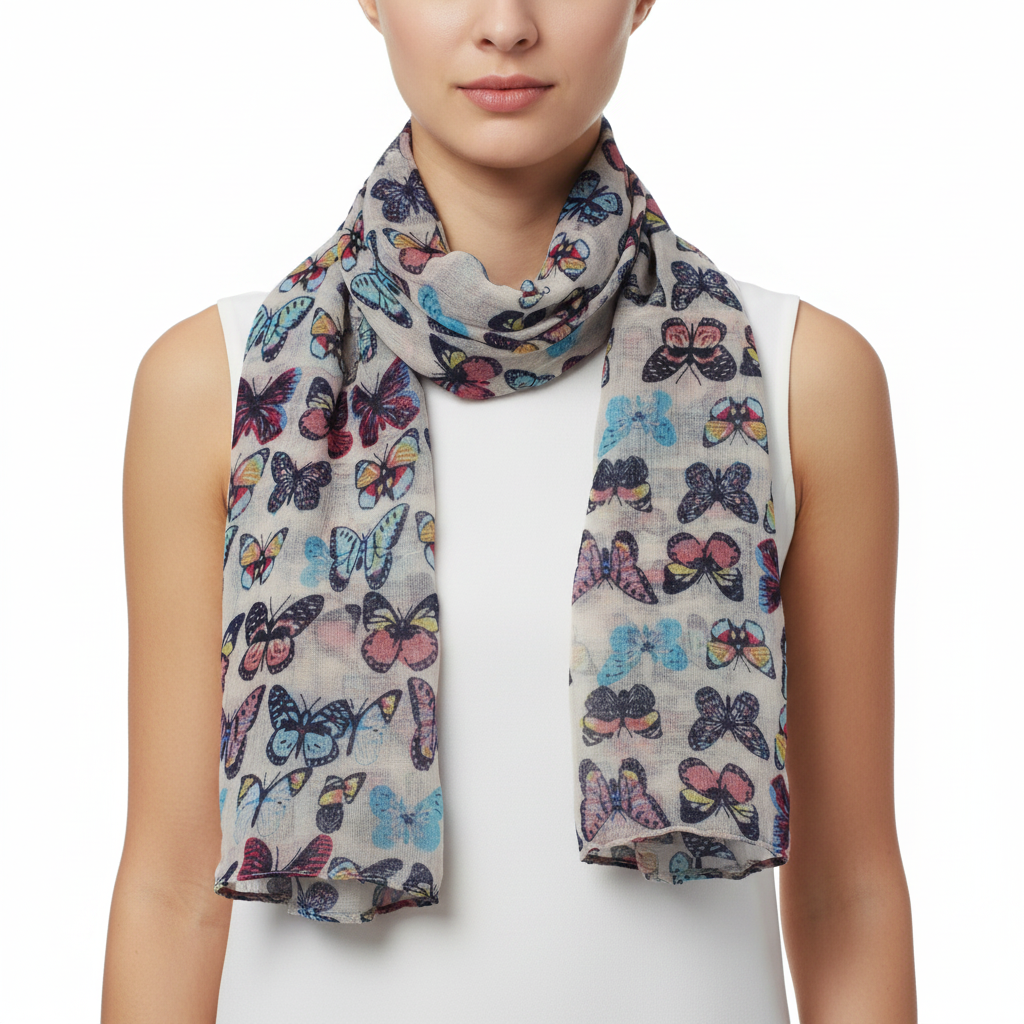 Multicolour Butterfly Printed Scarves