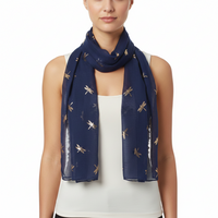 Small Gold Foil Dragonfly Print Scarves
