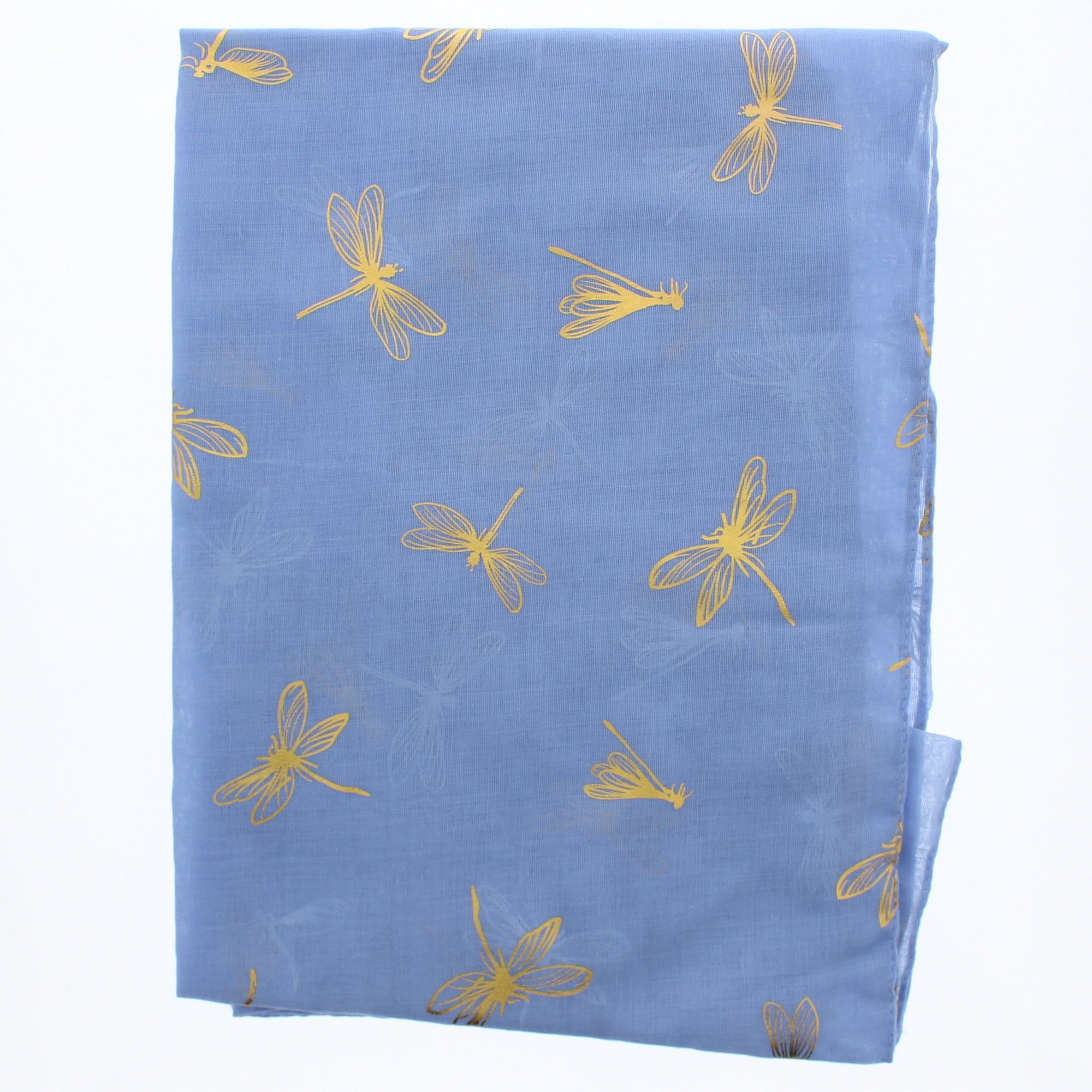Large Gold Foil Dragonfly Printed Scarves