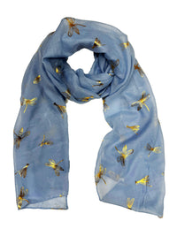 Large Gold Foil Dragonfly Printed Scarves
