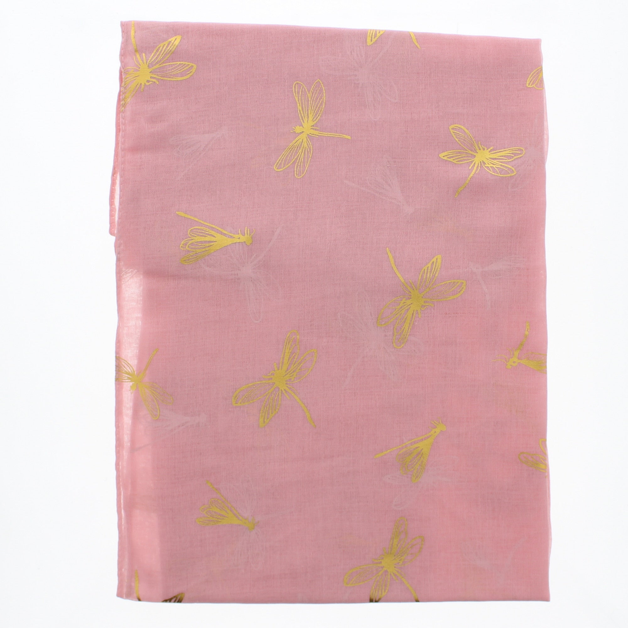 Large Gold Foil Dragonfly Printed Scarves