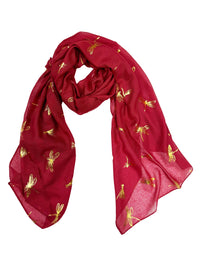 Large Gold Foil Dragonfly Printed Scarves