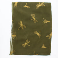 Large Gold Foil Dragonfly Printed Scarves