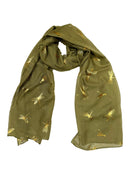 Large Gold Foil Dragonfly Printed Scarves