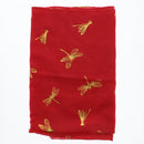 Large Gold Foil Dragonfly Printed Scarves
