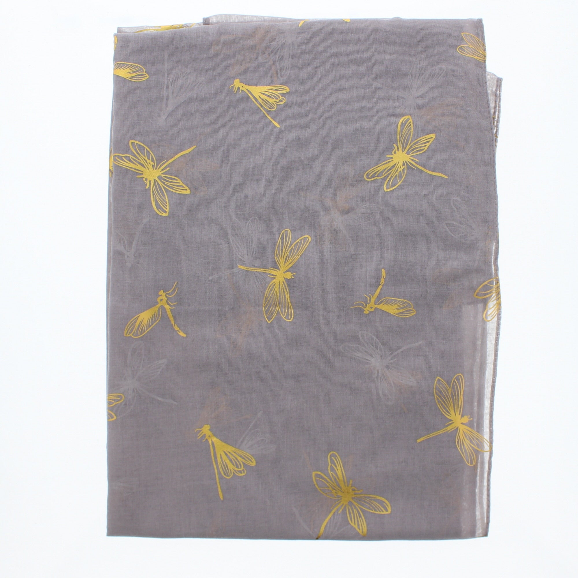 Large Gold Foil Dragonfly Printed Scarves